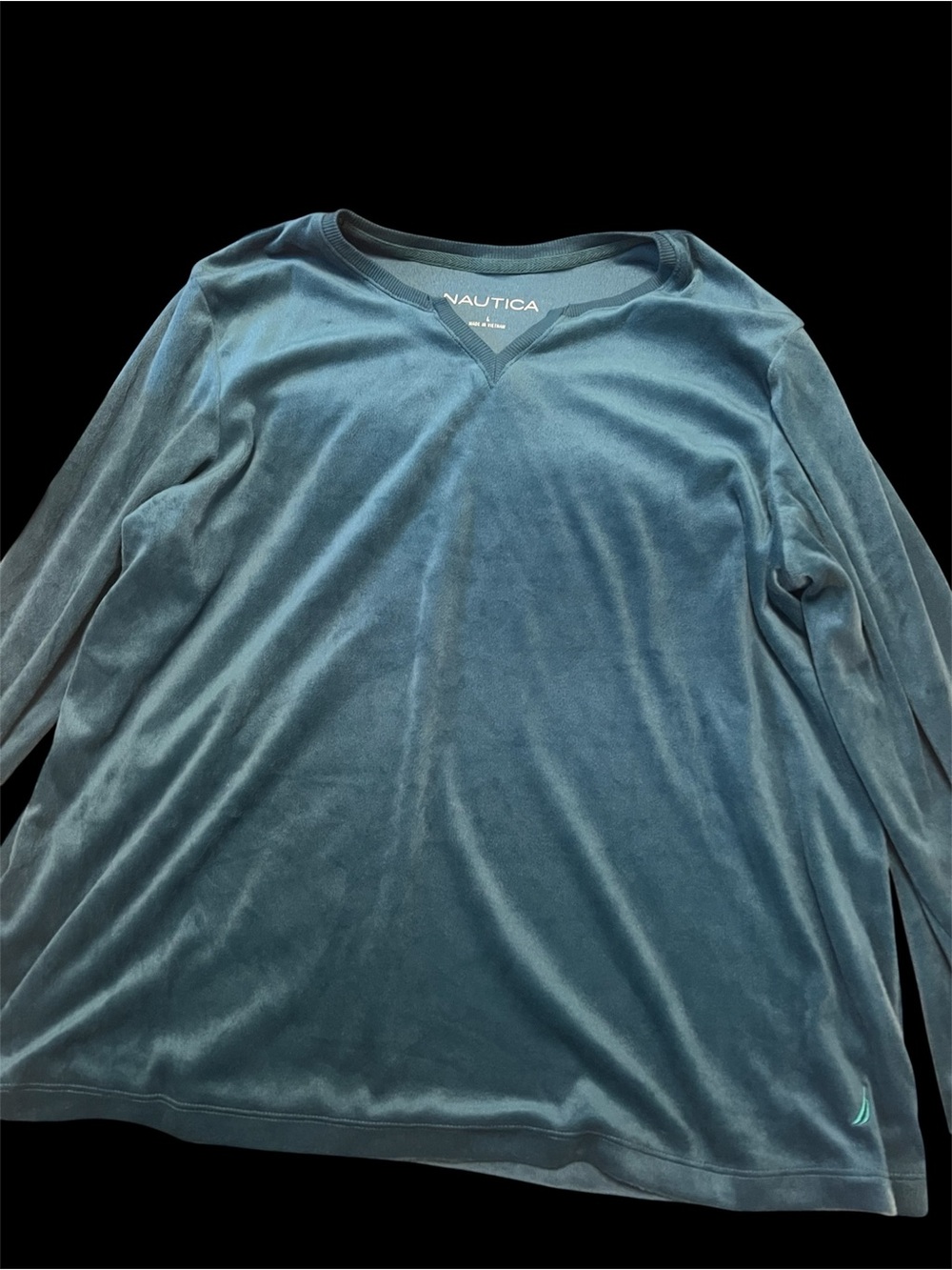 Nautica Teal V-Neck Long Sleeve Pajama Top